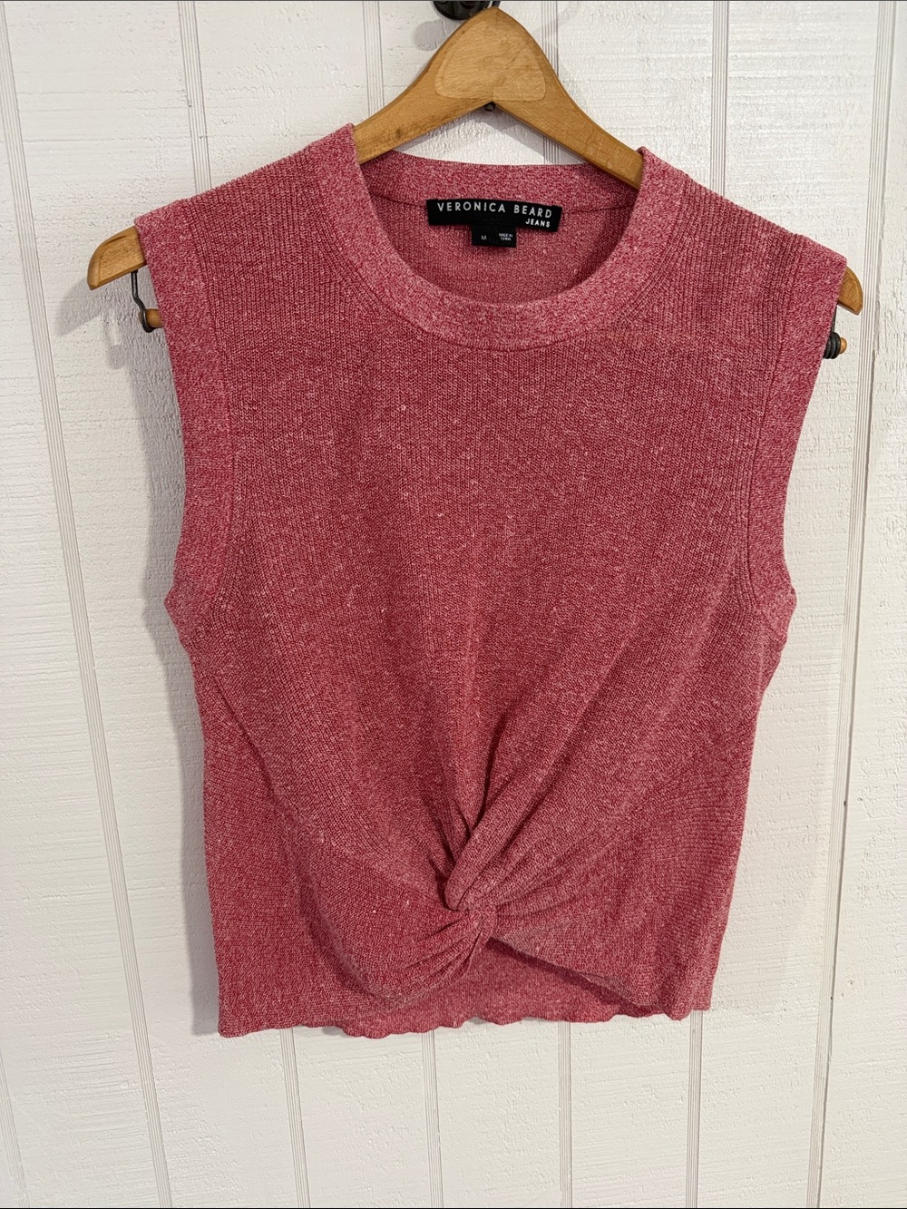 Veronica Beard Kellen Rose Knotted Sleeveless Tank